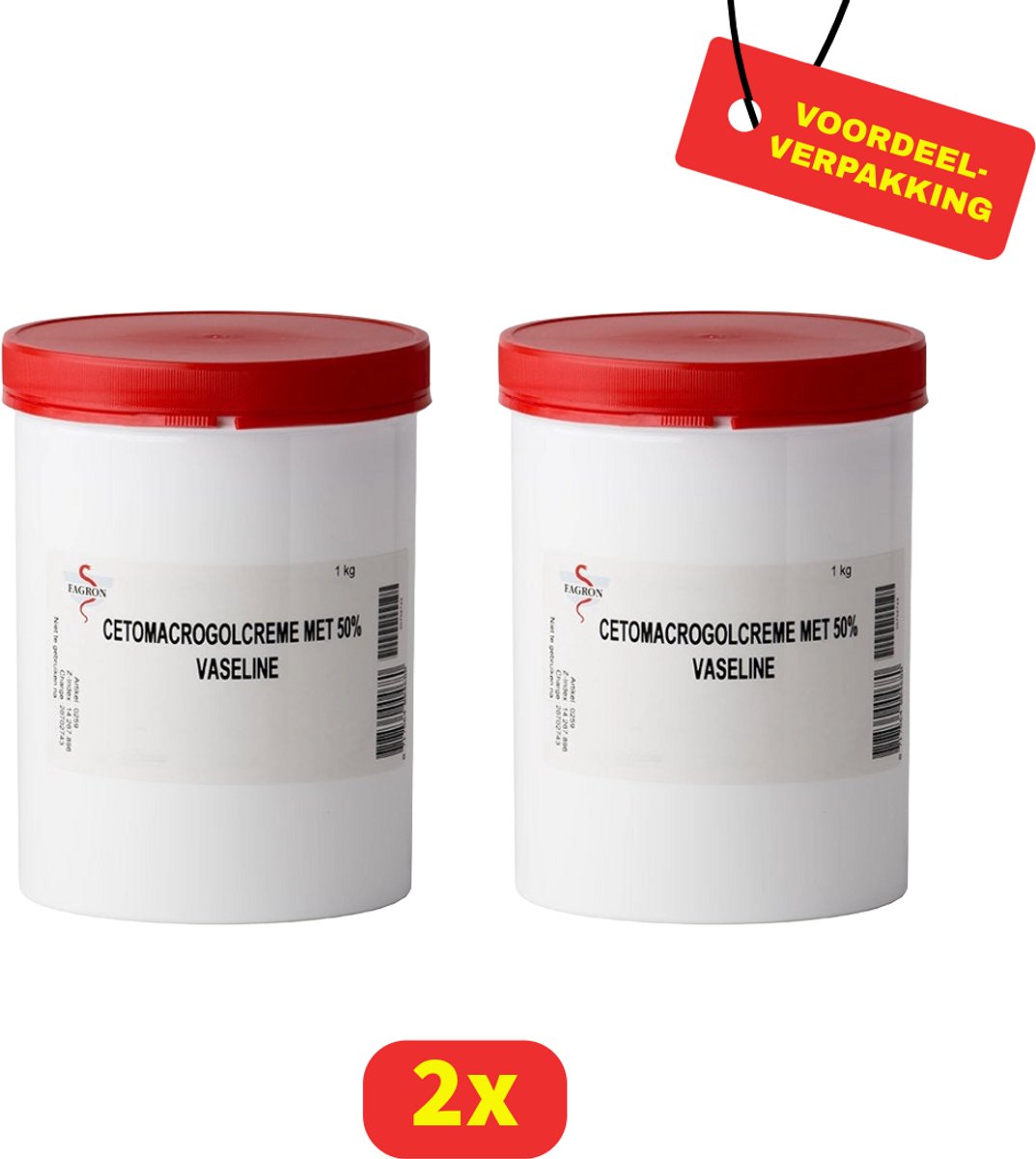 Fagron Cetomacrogol creme 50% vaseline - 2 x 1 Kilogram - Voordeelverpakking