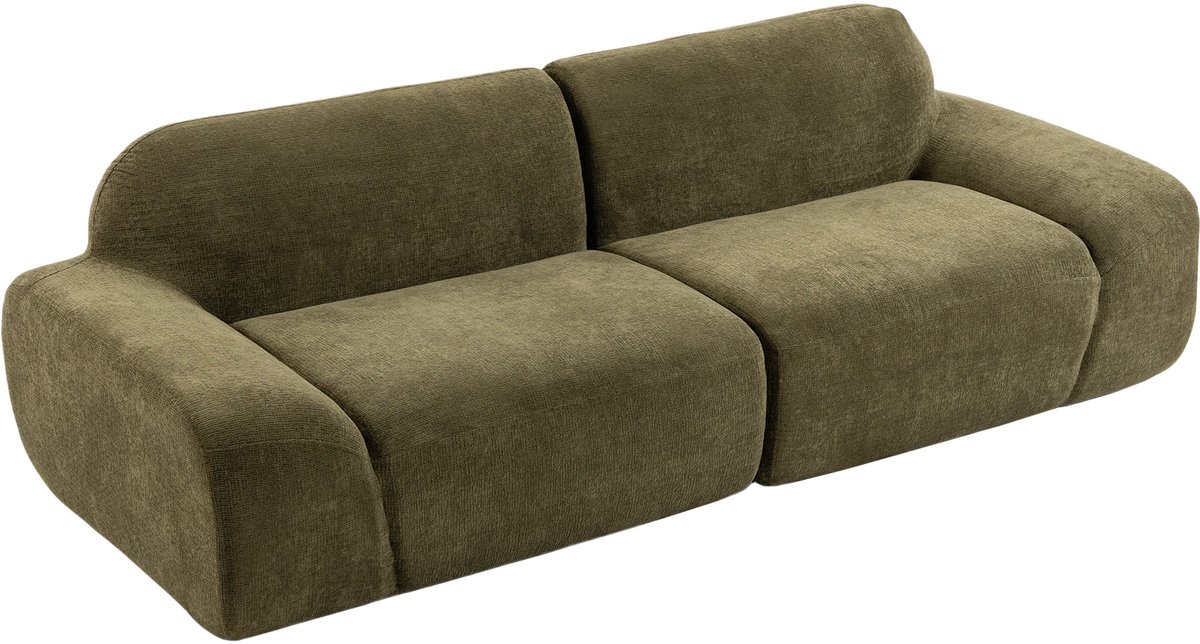 Homona 3-zitsbank - Met chenille bekleding, zakvering en schuimvulling - 244 x 95 x 70 cm - Donkergroen