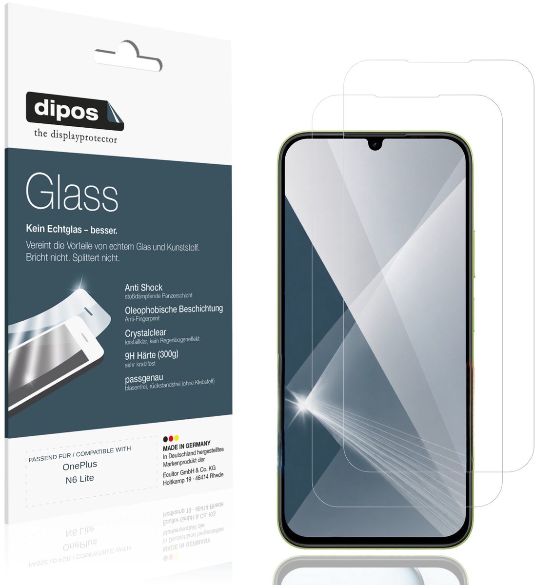 dipos – 2x Pantserfolie geschikt voor OnePlus N6 Lite | 9H Screenprotector