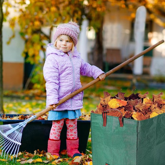 Vierkante Tuinafvalzak - 270 Liter (65 x 65 x 65 cm) - Stevige PP Geweven Bladerenzak met Handvatten - Herbruikbare Tuinzak voor Bladeren, Takken & Gras - Groen — afbeelding 2
