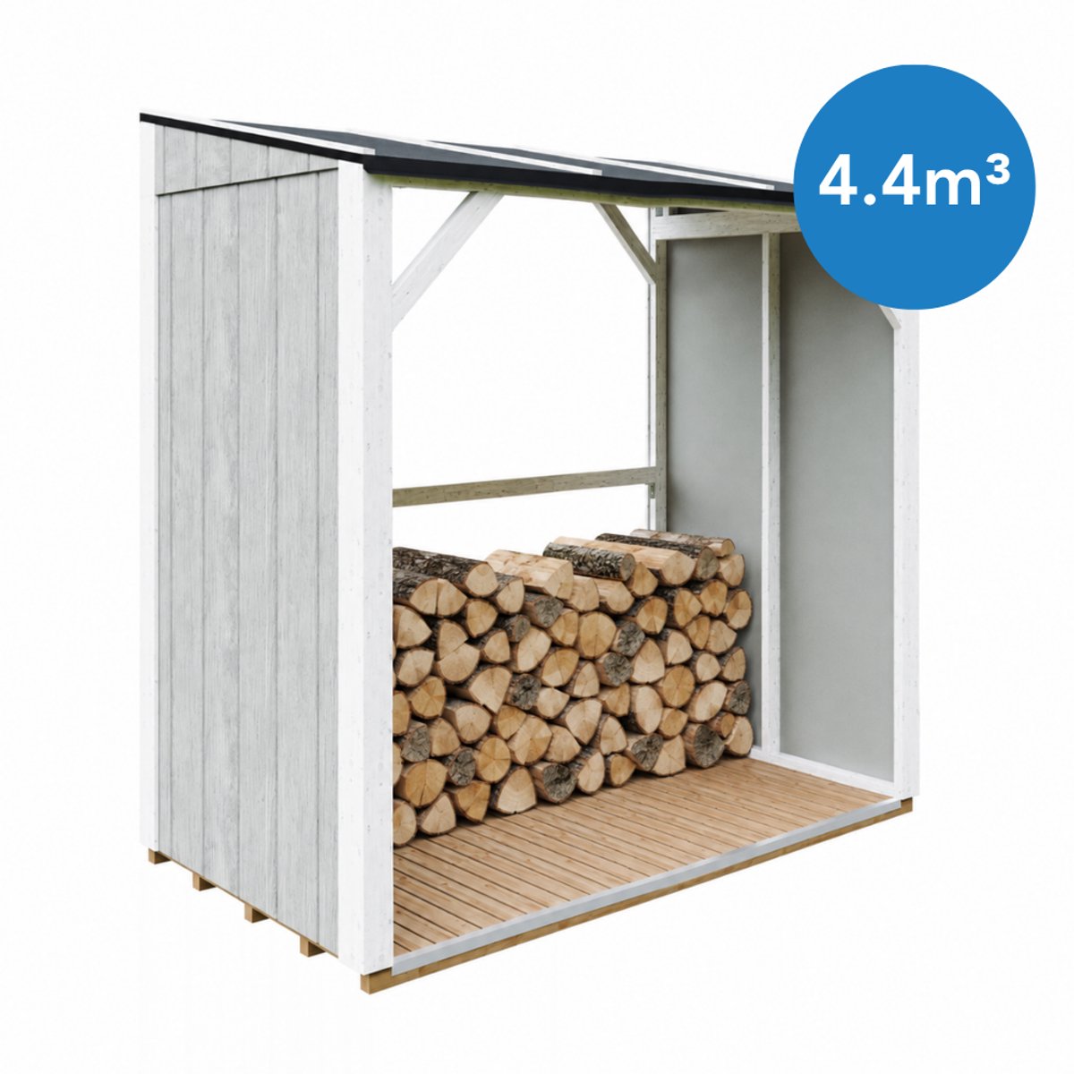 Timbela M984-TUNDRA GREY - LP SmartSide Houtopslag - 2,54 m² - Overkapping voor brandhout met ~4,4 m³ opslagcapaciteit