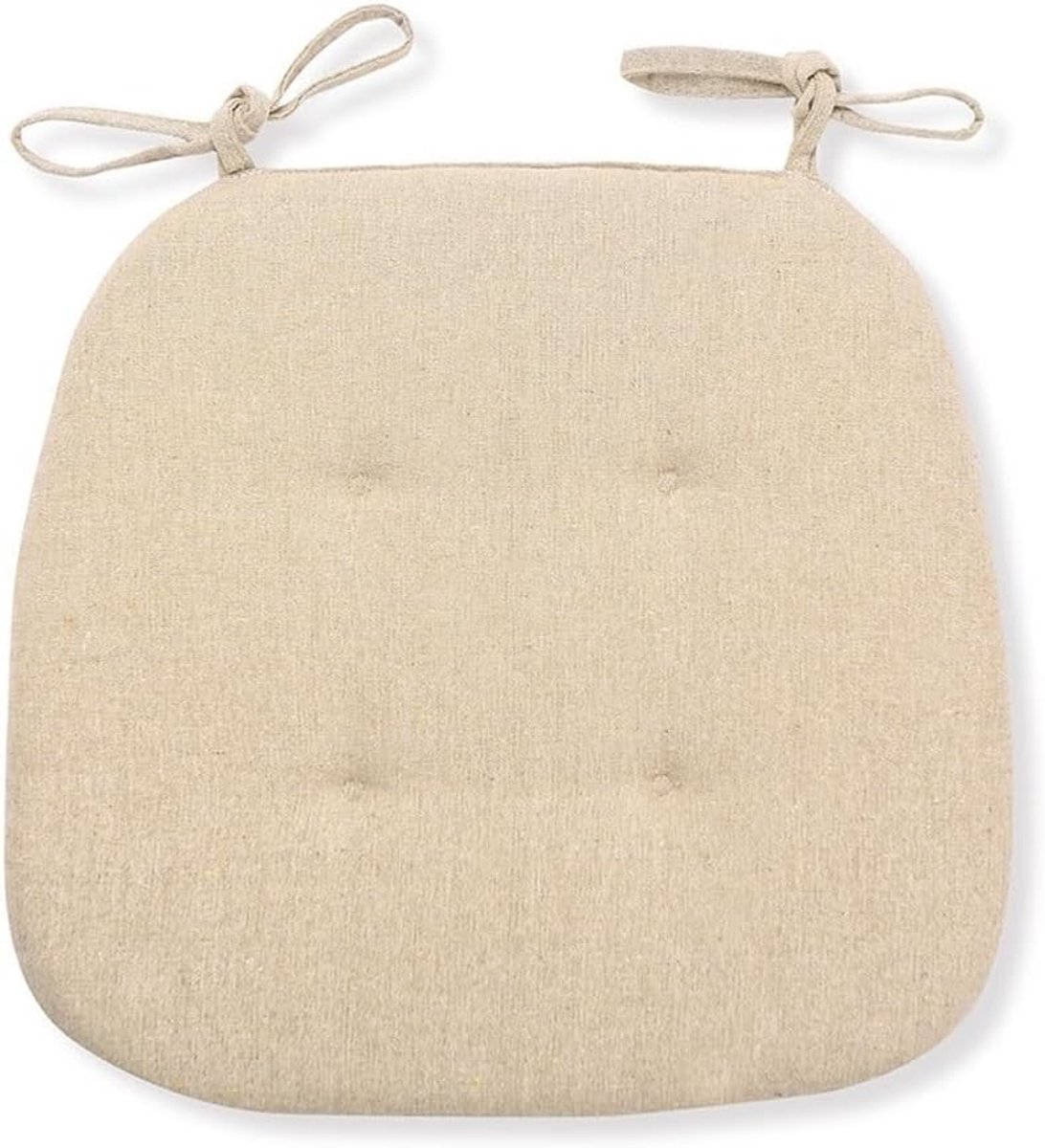 2/4/6 packs hoefijzer stoelkussens met banden zomer eetkamerstoelkussens katoen linnen ademend zitkussen voor restaurant keuken krukken (kleur beige maat 40x43cm (4 pakjes))