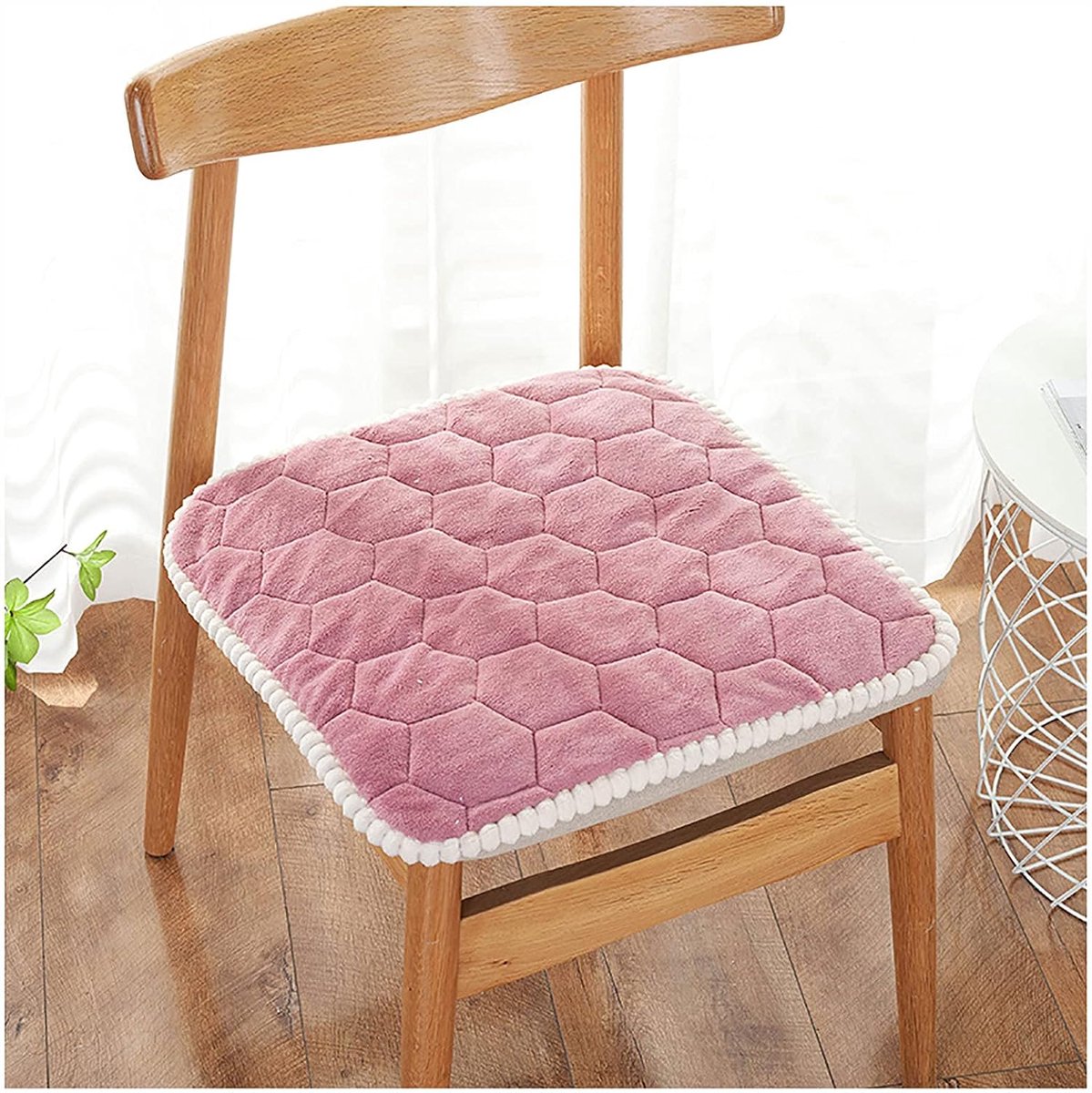 Eetkamerstoel stoelkussens, vierkante stoel stoelkussens kussen, antislip bodem, met banden stoel stoelkussens/stoelkussens, voor indoor outdoor tuin terras woonkamer keuken kantoor-roze set van 6 40x40cm (