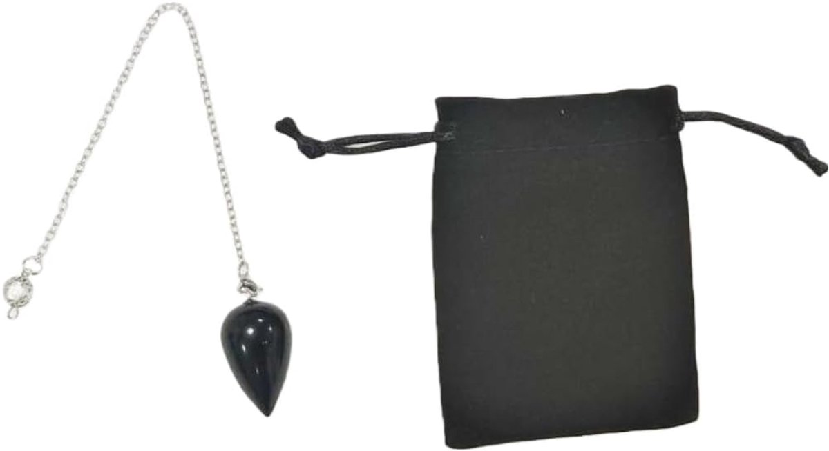 Goddelijke Slinger Obsidiaan, Waterdruppels, Radiaesthesie, Slinger Natuursteen, Vintage Kristallen Slinger Radiaesthesie, Slinger Chakra, Reiki, Waarzeggerij (Obsidiaan)