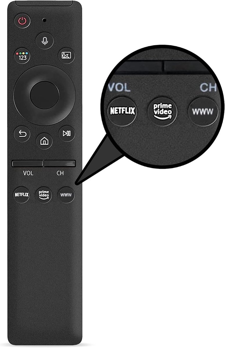 Vervangende afstandsbediening voor Smart LED QLED UHD TV, compatibel met Samsung BN59- AA59-, Netflix Prime Video Rakuten TV, universeel