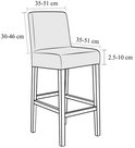 Zwarte fluwelen barkrukhoes met afmetingen: 30-46 cm hoog, 35-51 cm breed, 35-51 cm diep. Een set van 2.