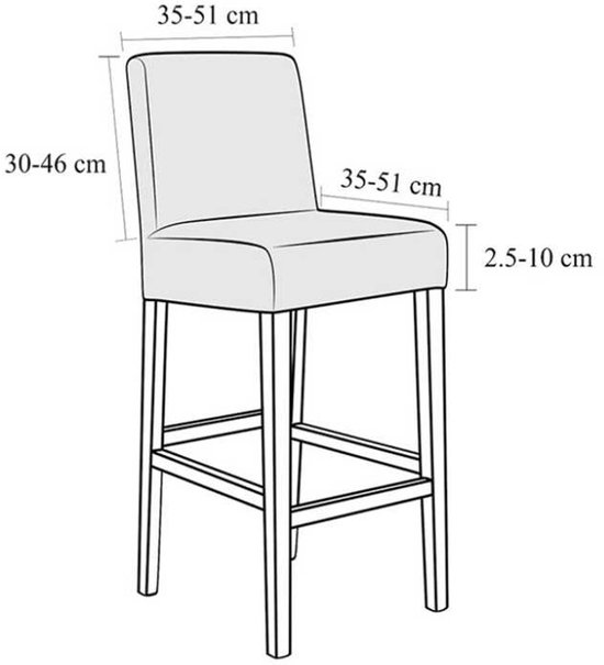 Zwarte fluwelen barkrukhoes met afmetingen: 30-46 cm hoog, 35-51 cm breed, 35-51 cm diep. Een set van 2.