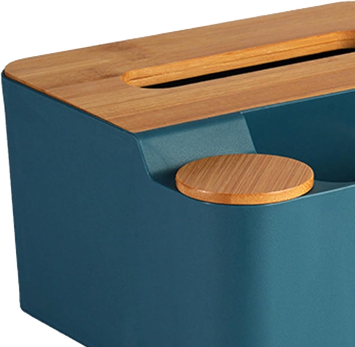 Tissue Box Cover Afstandsbediening Houder Tissue Box Plastic Houten Deksel Desktop Tissue Box Organizer voor woonkamer, slaapkamer of kantoor (Blauw)