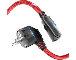 3-polig, RIKSOIN koelapparatenkabel 2m nylon-vlecht universele stroomkabel (CEE 7/7 naar IEC60320 C13) met VDE voor monitoren, pc, printer, PS3/PS4 PRO, scanner, tv, scherm, beamer enz