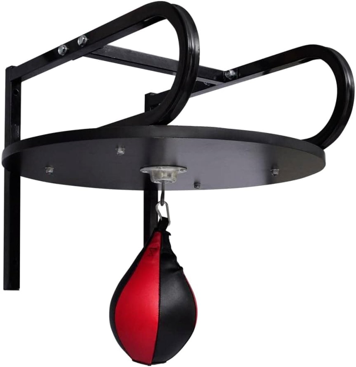 Speedball-platform met stalen frame voor boksen, wandmontage, boksperenset incl. draaibare wervel, fitnessapparaat voor slagtraining, 60 cm MDF-plaat