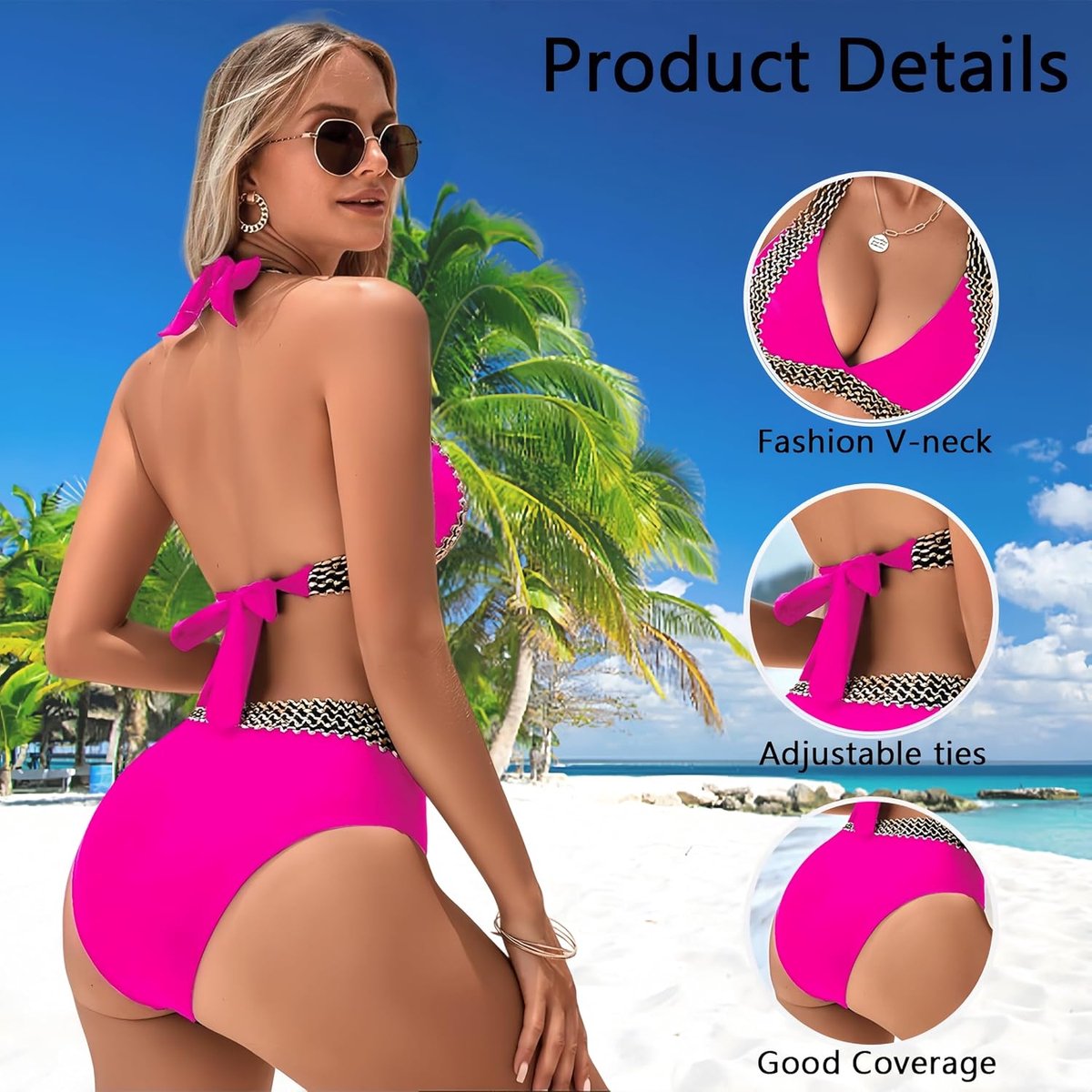 Bikinis voor dames, push-up bikini, hoge Braziliaanse bikinibroekje, tweedelig, sexy halterbikiniset, strandkleding, zomer, zwembad, bikiniset