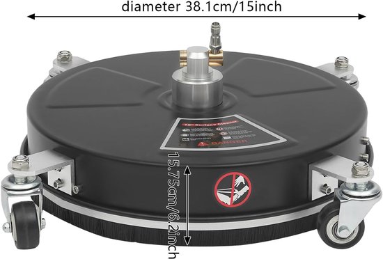 Hogedruk oppervlaktereiniger van roestvrij staal, vloerreiniger met 4 wielen en telescoopstang (73 cm), veegmachine voor oprit, terras, loopbrug, 2000-4000 psi, incl. reservesproeiers — afbeelding 4