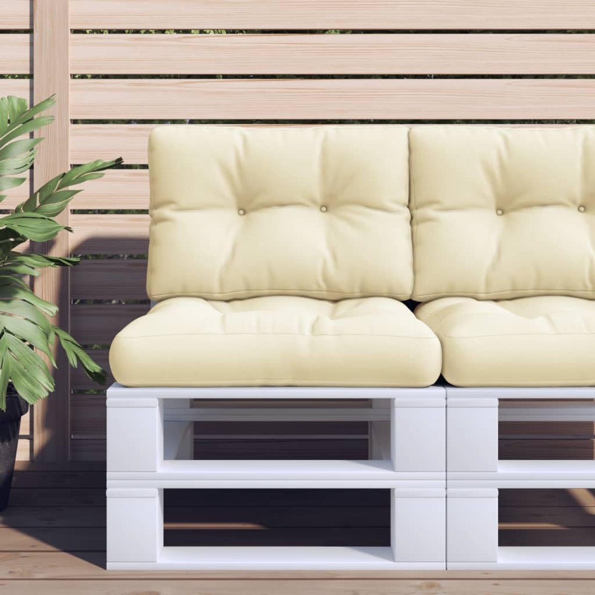 Crème, 50 x 40 x 12 cm, outdoor kussen van duurzaam polyester met zachte holle vezelvulling, voor tuinmeubelen en binnen, waterdicht