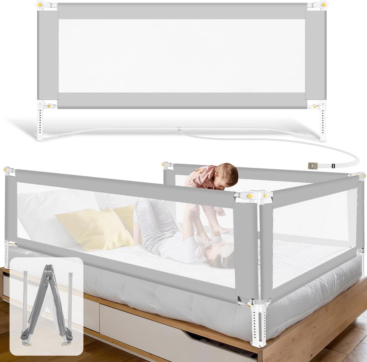 Bedhek, valbescherming, boxspringbed, 180 cm, met U-basis