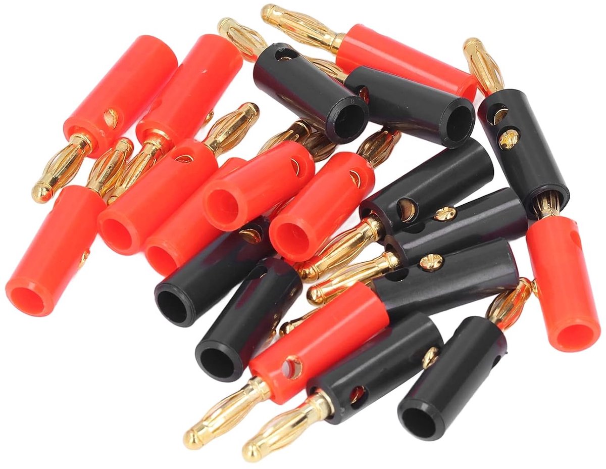 Luidsprekerstekkers Vergulde 4mm Open Schroef Type Connectors voor Car Audio Home Theater Geluidssystemen 20 STKS Rood Zwart
