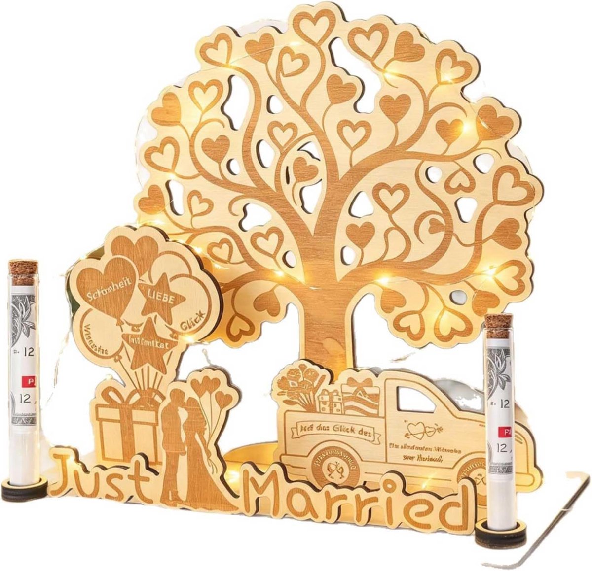 Geldgeschenk bruiloft hout