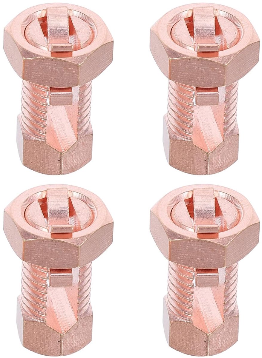 4 Stuks Delige Koperen Split-bolt Connector Tj- Hooggeleidend Draadklem voor Aardingsverbinding Duurzame Elektrische Draadklemmen zonder Krimptools Geschikt voor Koperen Blote