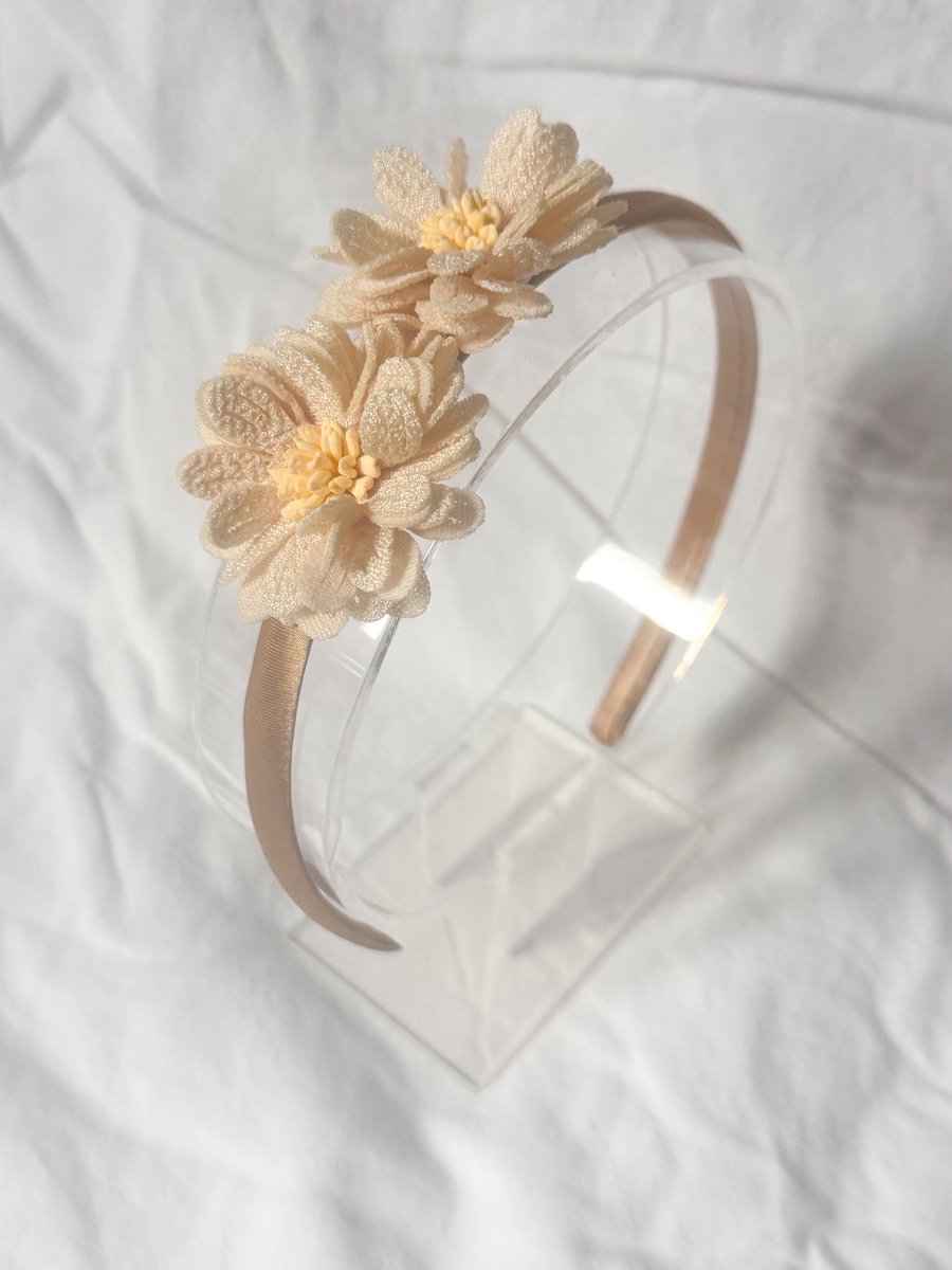 Diadeem Poppy - Creme - Haarbandje met Bloemen - Haarbanden voor Meisjes - Haaraccessoires voor Kinderen