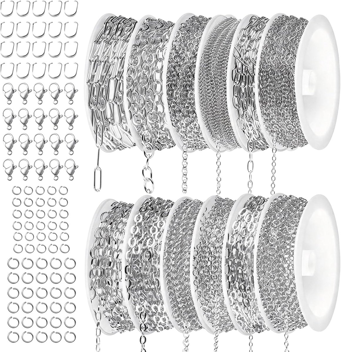 Kettingen zelf maken, schakelkettingen, sieradenkettingen om te knutselen, sieraden maken kit, duurzaam, kleurbestendig, doe-het-zelf sieraden maken, kettingrol