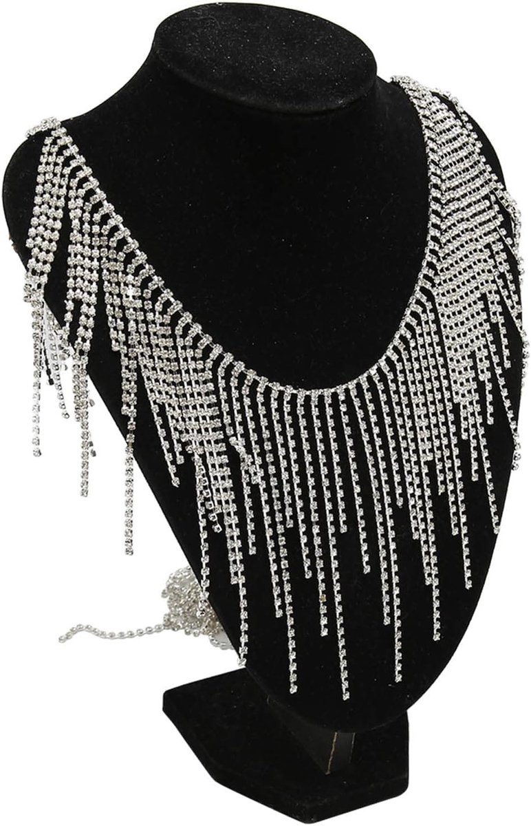 1 Yard strass franje, zilveren kristallen ketting