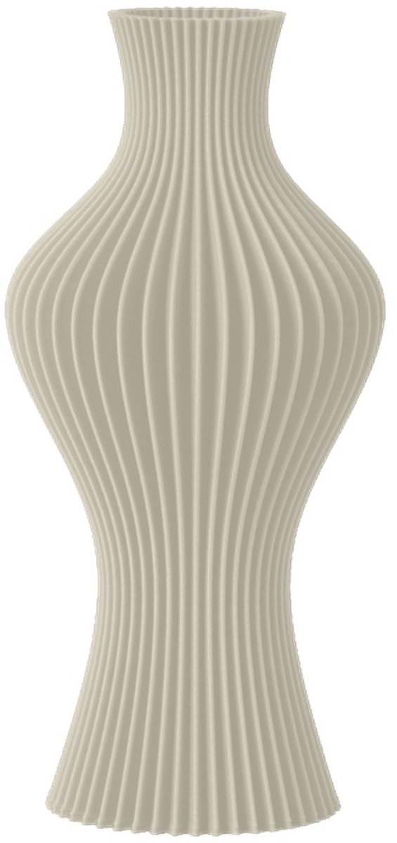 Layvo Flint Vaas - Crème - 25 cm - droogbloemen vaas - gegroefde vaas - gerecycled plastic