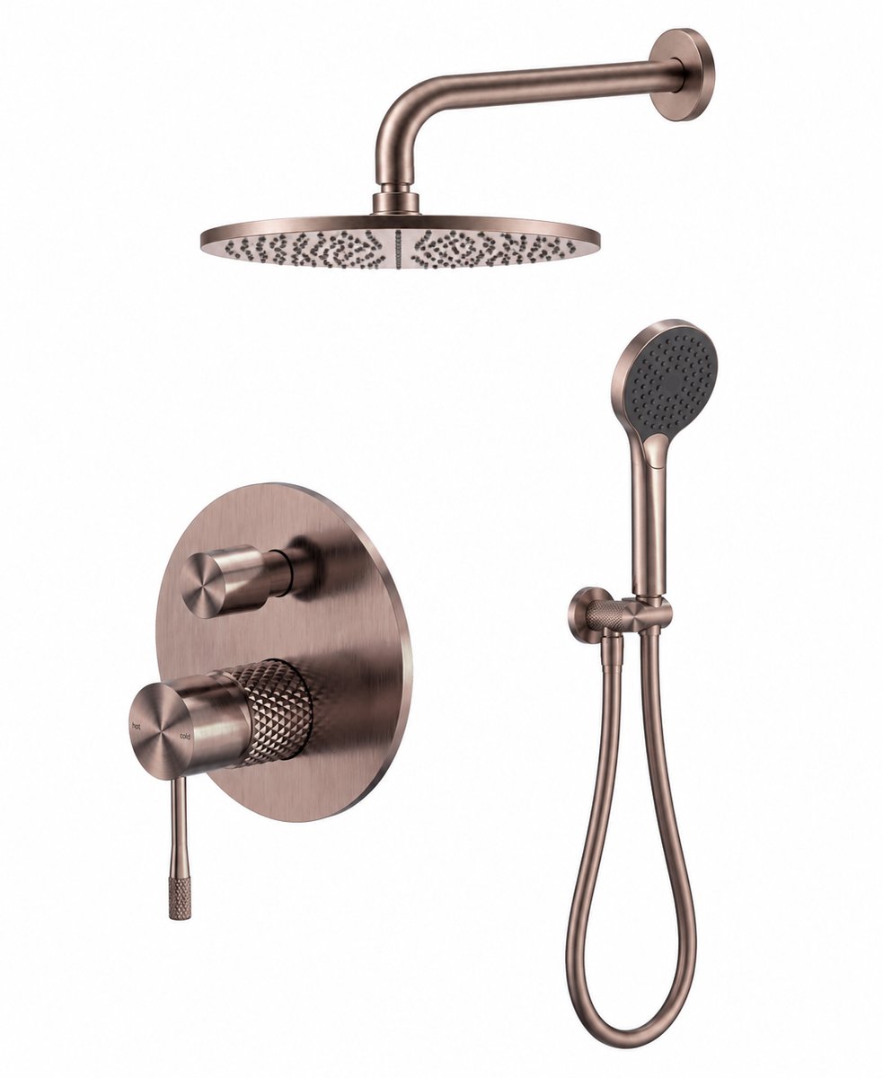 Owen & Finch Inbouw Doucheset – Regendouche Ø30 cm – Air Shower II Handdouche – Geborsteld Satijn Brons PVD