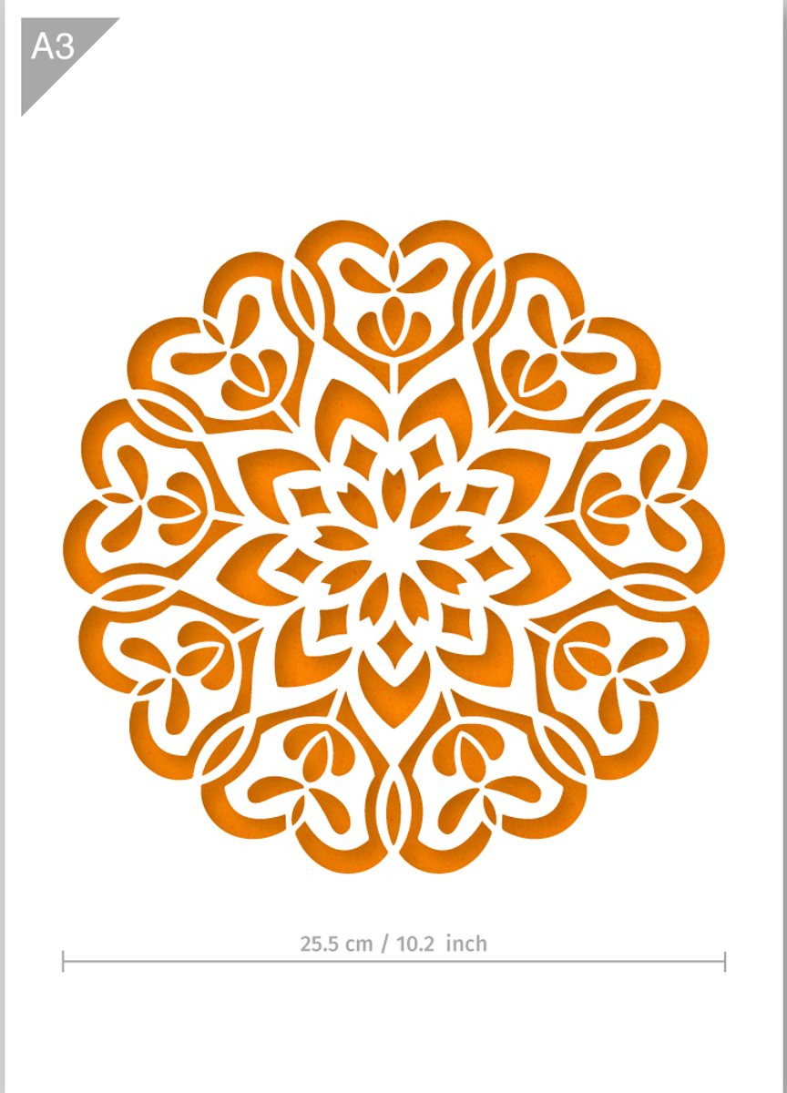 QBIX Mandala Sjabloon A3 Formaat Kunststof - Uitsnede diameter 25cm