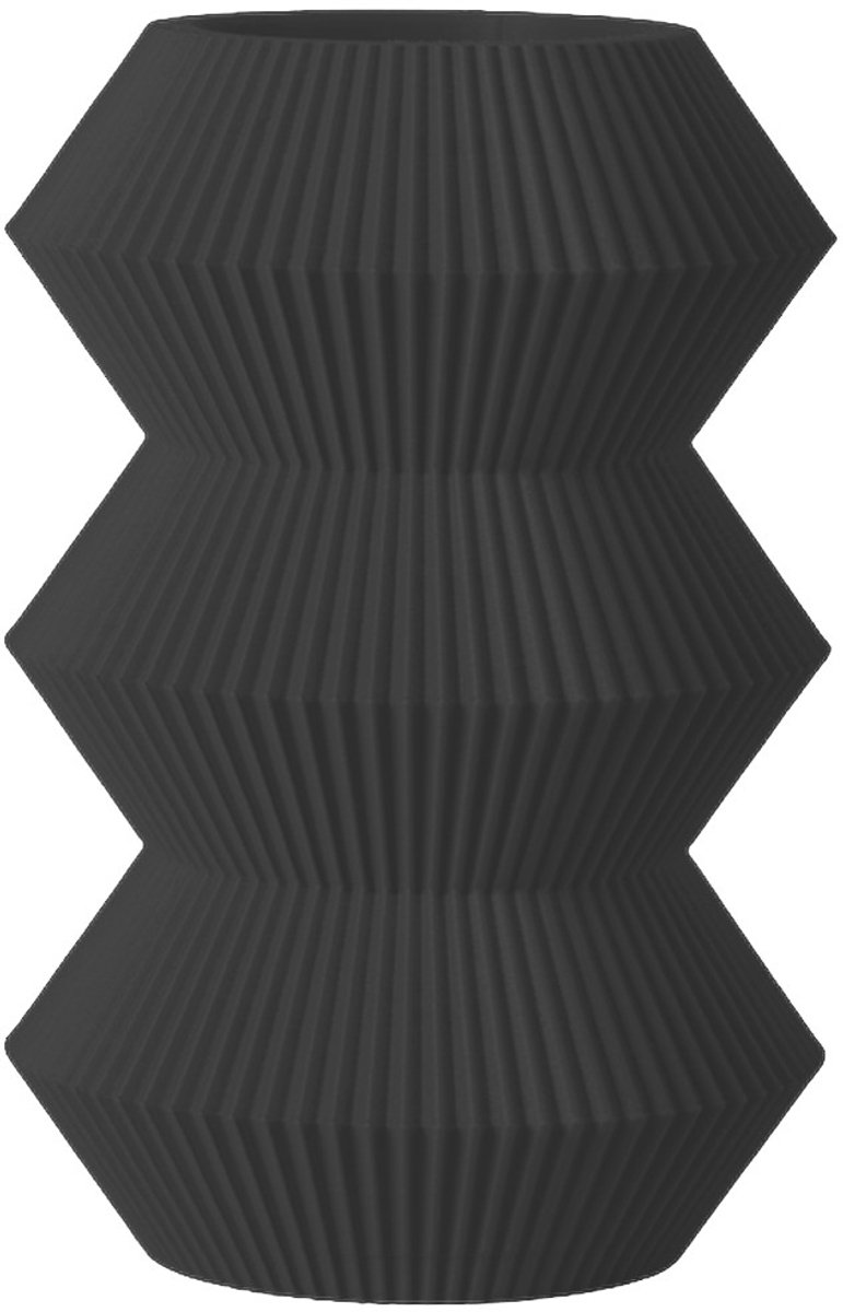 Layvo Orden Vaas - Zwart - 25 cm - droogbloemen vaas - geometrische vaas - gerecycled plastic