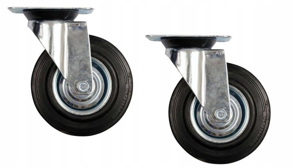 Zwenkwiel 200mm Metaal Rubber, 185kg Belastbaar