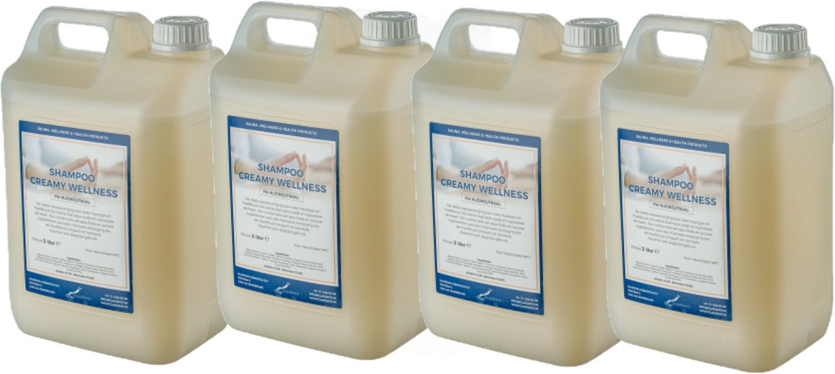 Claudius Shampoo Creamy Wellness - 5 liter - set van 4 stuks - Navulling - Voordeelverpakking - Haarverzorging