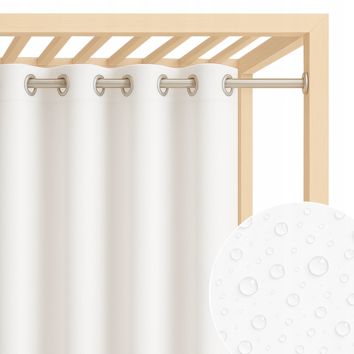 Waterdichte Terrasgordijn 155x260cm Wit - Tuin, Balkon, Pergola