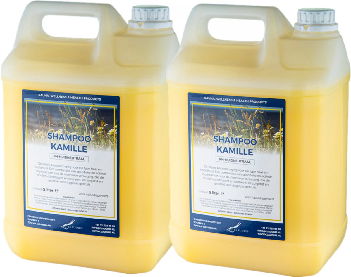 Claudius Shampoo Kamille - 5 liter - set van 2 stuks - Navulling - Voordeelverpakking - Haarverzorging