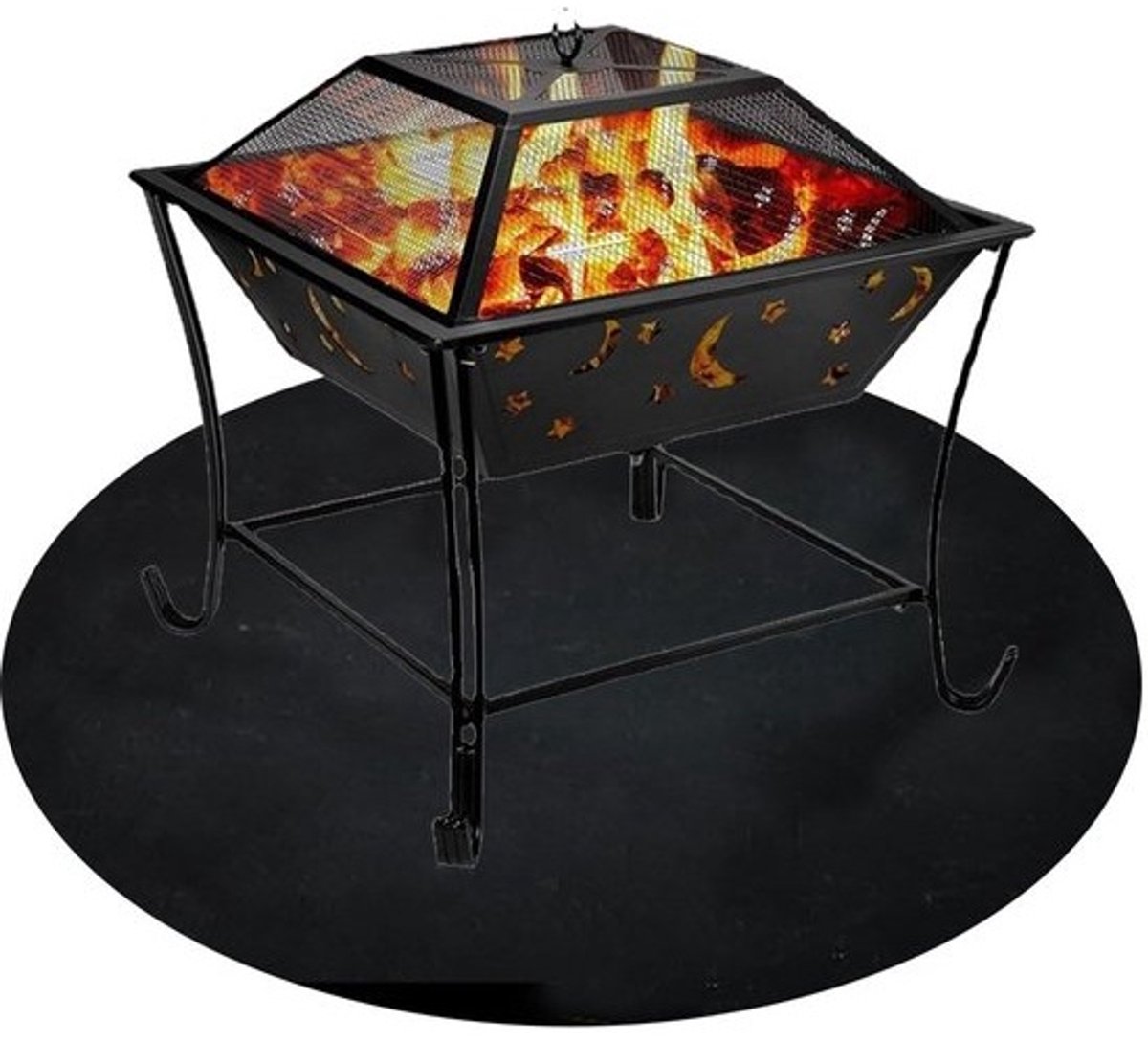 Dailygoods - Vuurvaste BBQ-mat - Ronde mat voor vuurschaal en grill - 3 lagen vloerbescherming voor winterhaard