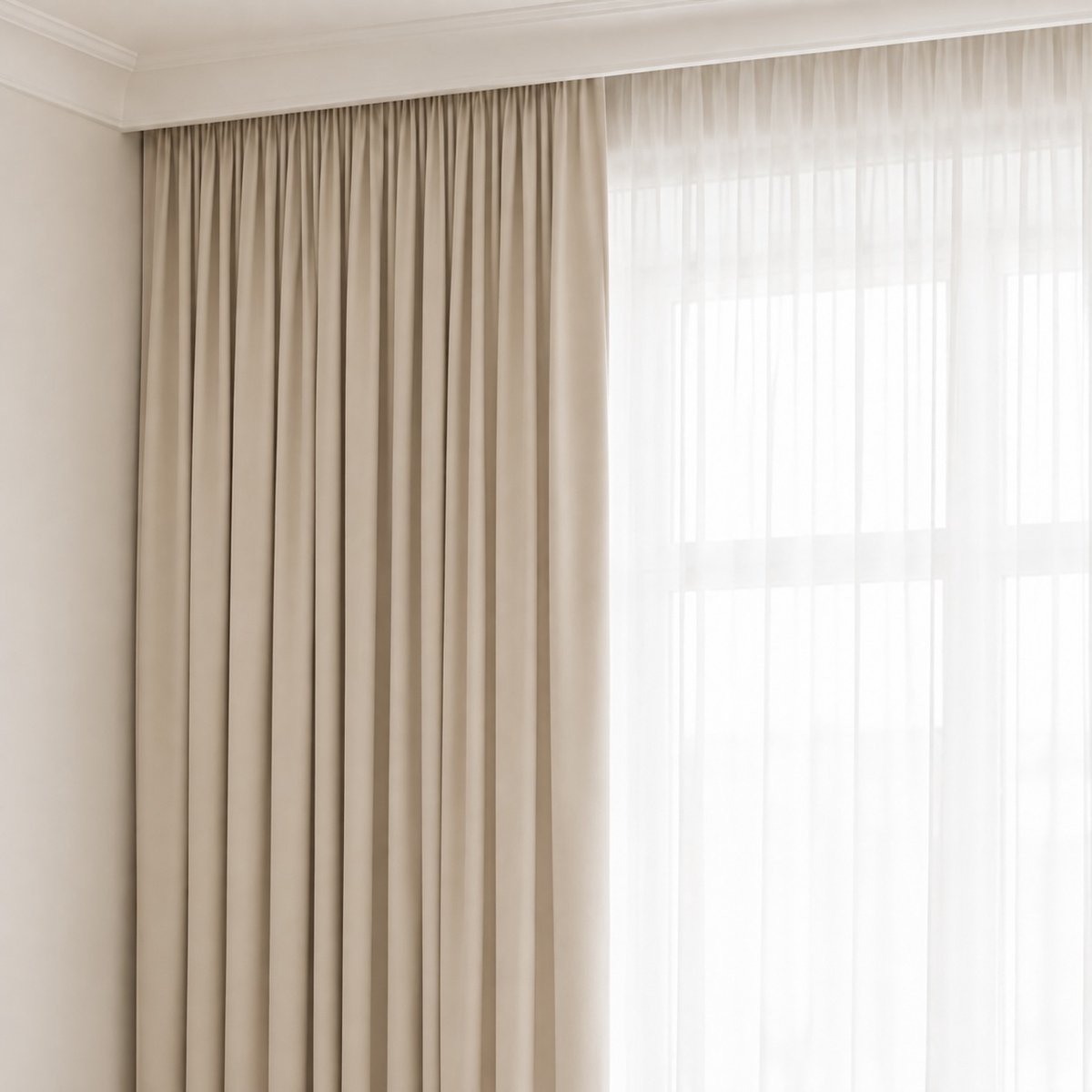Maroyathome ELSA Verduisterende Gordijnen 300x250 cm - Kant-en-Klaar met Plooiband - Geschikt voor Haakjes - Beige - Blackout Curtains - 1 Stuk
