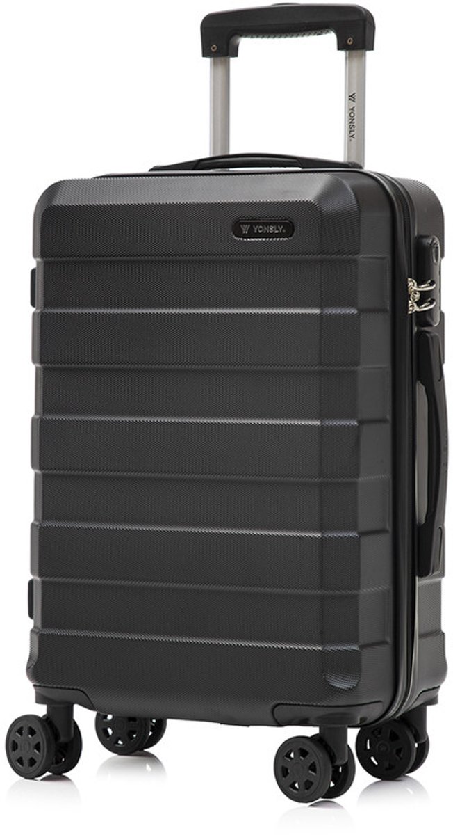 YONSLY Handbagage Koffer - 55cm - 40 L - Cijferslot- 360° Draaibare Wielen - Zwart