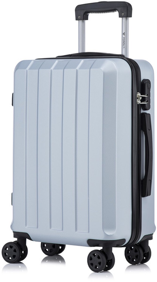 YONSLY Handbagage Koffer - 55cm - 40 L - Cijferslot- 360° Draaibare Wielen - Zilver