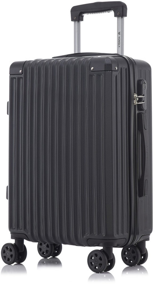 YONSLY Handbagage Koffer - 55cm - 40 L - Cijferslot- 360° Draaibare Wielen - Zwart
