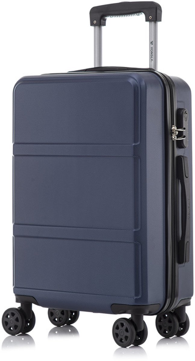 YONSLY Handbagage Koffer - 55cm - 40 L - Cijferslot- 360° Draaibare Wielen - Donkerblauw