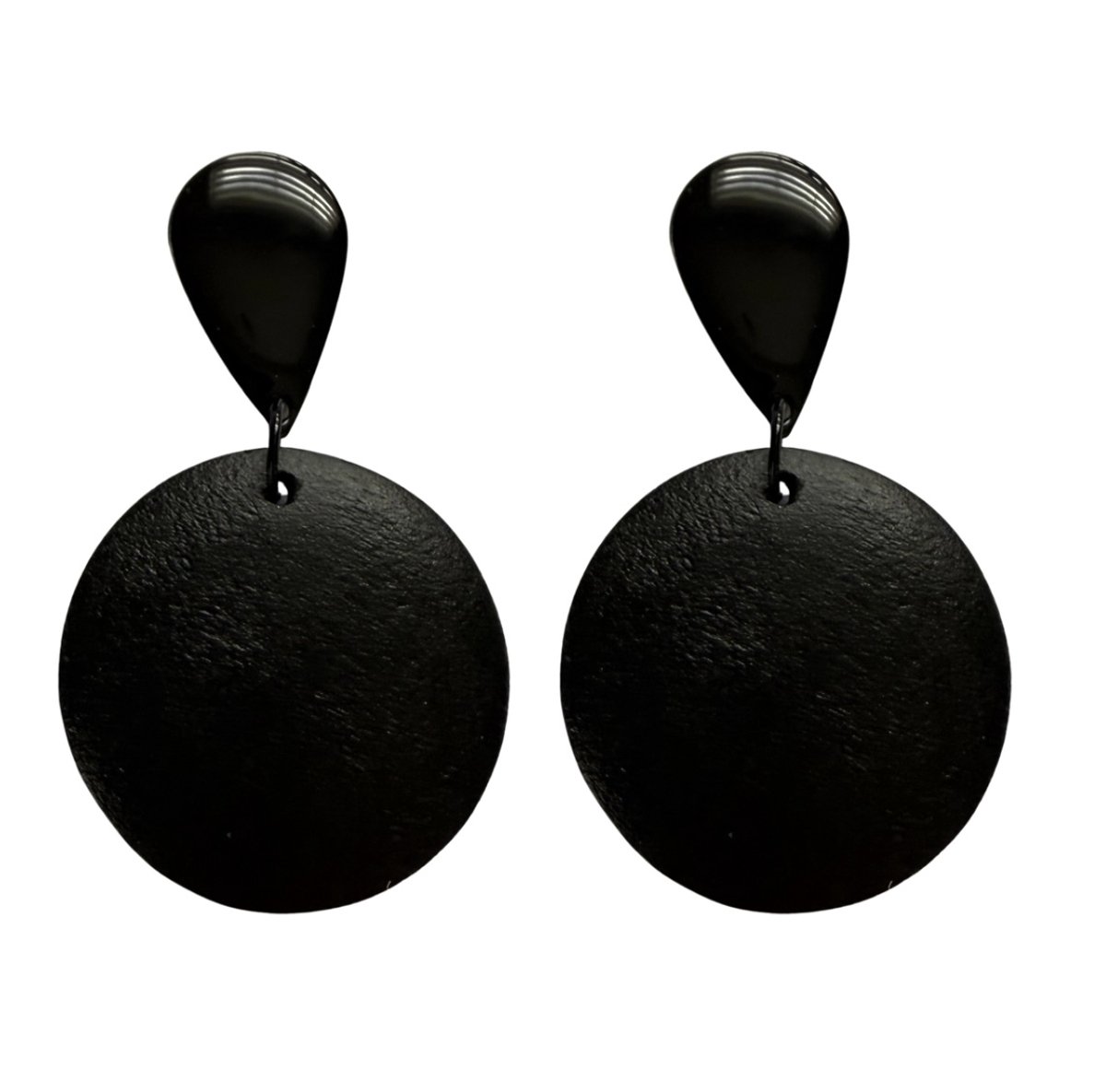 Clip oorbellen- zwart hout- emaille-geen gaatje- Charme Bijoux