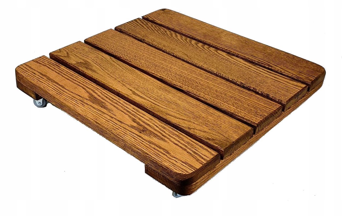 Draaiplateau voor plantenbakken, 50x50cm, eikenhout, met wielen