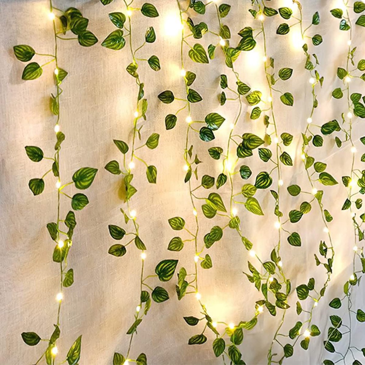 YAGXIG Solar Buitenlamp - Sprookjeslamp in de vorm van een watermeloenblad - 50 LED's - 5 m/16,4 ft - 8 standen - Geschikt voor buitendecoraties zoals Halloween, Kerstmis, bruiloften en verjaardagen.