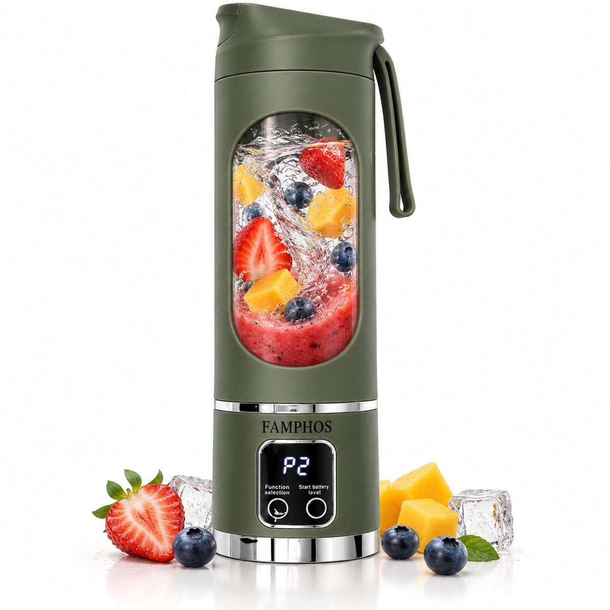 FAMPHOS Draagbare Blender To Go - 450 ml - 12 Messen - Oplaadbaar