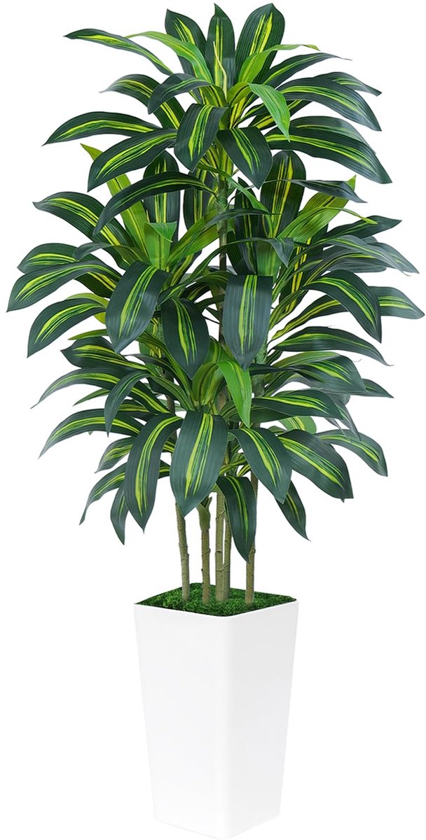 CINK & Co Kunstplant Dracaena 180 cm - Kunstboom met 108 Bladeren - Witte Pot
