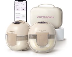 Vulpes Goods® BabyCare – Elektrische Borstkolf Elite V2 - Handsfree Borstkolf - Dubbele Draadloze Borstkolf - Warmtecompressie (35 & 40°C) - BPA-Vrij - 4 Modi & 12 Niveaus - App - Incl. Reiskoffer, Borstschildverkleiners & 60 Bewaarzakjes