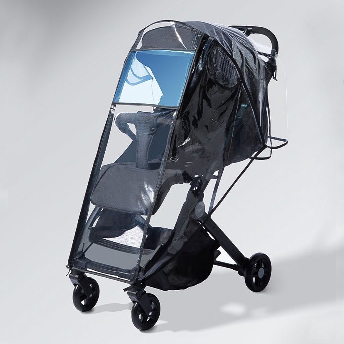 Universele regenhoes voor kinderwagen – biedt allround bescherming tegen regen, wind, stof en sneeuw – uitstekende ventilatie en ademend vermogen, transparant.