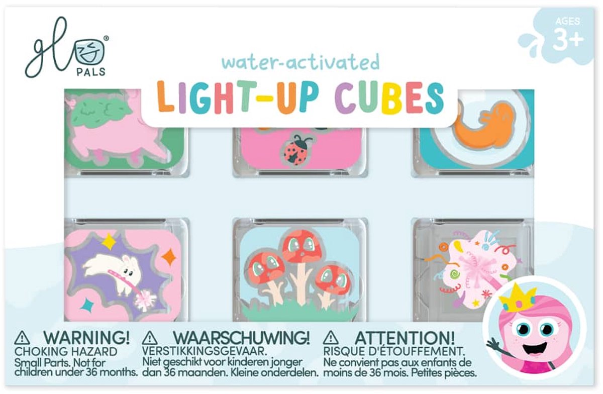 Glo Pals light-up cubes - IDA - Prinses - 6 stuks - badspeelgoed - sensory play