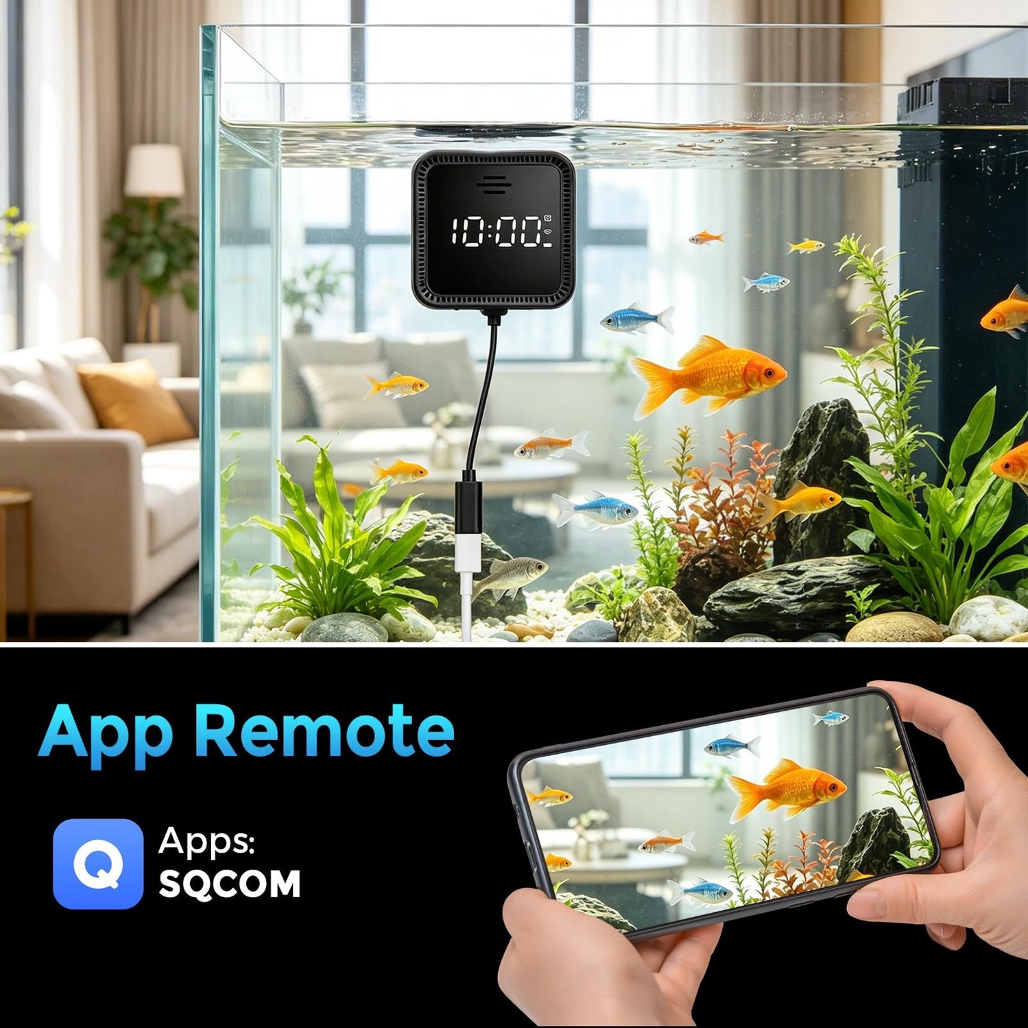 1080P Raamcamera met Digitale Klok en Nachtzicht - WiFi en App Bediening