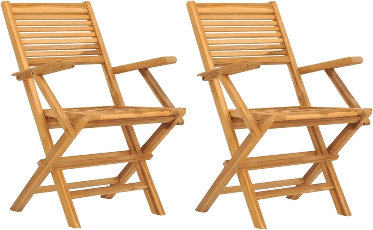2 stuks houten tuinstoelen, klapstoel, eetstoel, houten stoel, tuinmeubelen teakhout, 55 x 62 x 90 cm