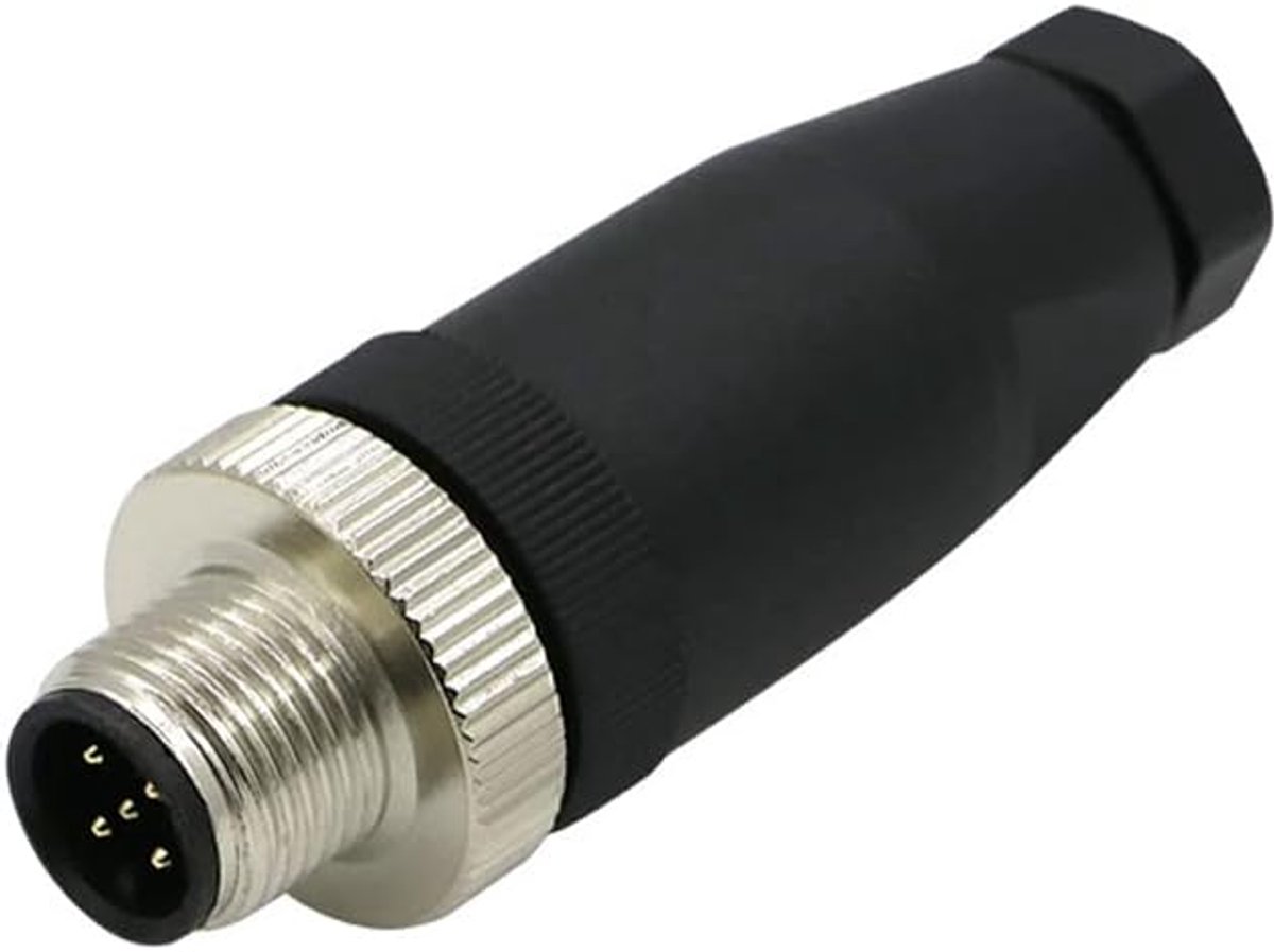 Stekker 5-polig, A gecodeerde rechte ronde connector 5-pins ter plaatse te installeren schroefaansluiting 12 mm Aviation mannelijke connector IP67 waterdicht industriële cirkelconnector