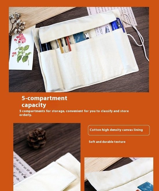 Wrap 26 Kleuren Grote Capaciteit Chinese Stijl Stoffen Rolgordijn Etui-Smoothly — afbeelding 3